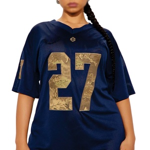 Robe de football américain de luxe pour femme, coupe oversize, en maille respirante, vêtement de sport, conception personnalisée avec numéro, vente en gros OEM pour les États-Unis - Product Image 2