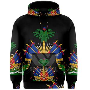 Sudadera con Capucha Negra para Hombre, Diseño con Escudo Nacional, Estampado por Sublimación, Estilo Casual, Corte Regular, Tejido de Punto, 100% Algodón, Otoño - Product Image 5