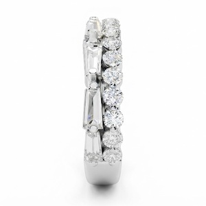 Anillo de media eternidad de doble fila con moissanita chapado en oro blanco de 18K, corte baguette, anillo de promesa para mujer - Product Image 5