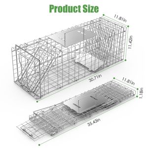 Trappola Pieghevole per Animali Vivi 31x12x11 con Copertura e Guanti, Gabbia Resistente per Animali Domestici - Product Image 2