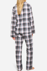 Pyjama d'été pour femmes en soie/coton peigné, taille élastique, doux, léger, respirant, manches longues - Product Image 2