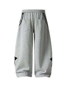Pantalon de jogging ample pour femme, motif étoile rayé, jambe large, taille haute, cordon de serrage, taille élastique, unisexe - Product Image 4