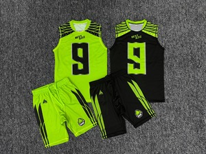 Ensemble de maillots de basket-ball personnalisés Rexfit sublimés vert et noir sans manches, vêtements de sport respirants pour adultes - Product Image 1