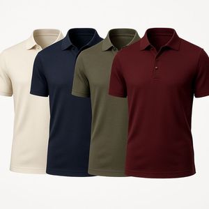 Polo en coton uni pour homme, manches courtes, tricoté, décontracté, pour le golf, logo personnalisé sur le devant - Product Image 4