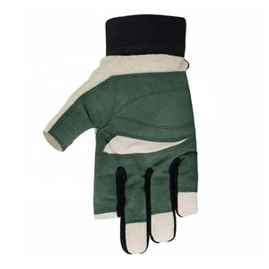 Guantes de pesca de medio dedo, de cuero verde y blanco, con cierre de gancho y bucle, unisex, para todas las estaciones, transpirables, ecológicos - Product Image 4