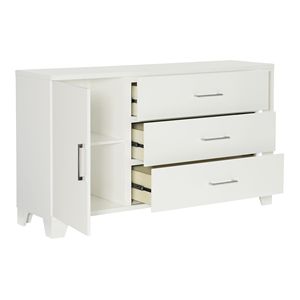 Comò moderno camera da letto 1pc mobili in legno bianco lucido con luce LED striscia di scaffali regolabili cassetti - Product Image 3