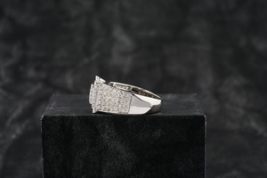 Anillo de Lujo para Hombre, Oro Blanco Sólido de 14K, Estilo Hip Hop, con Incrustaciones Completas de Diamantes, Alfabeto Redondeado, Diamantes Cultivados en Laboratorio, VVS, Clásico, para Boda - Product Image 2