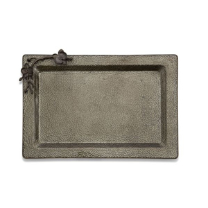 Plateau de service alimentaire au design moderne, plateau en métal de haute qualité avec poignée en forme d'orchidée, parfait pour les occasions spéciales et l'usage quotidien - Product Image 2