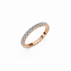 แหวนเพชรทรงกลม Eternity Band เพชรเลี้ยงในห้องปฏิบัติการ 28 เม็ด ทองคำโรสโกลด์ 10/14/18 กะรัต รับรองโดย IGI ความใส VVS หรูหราสำหรับผู้หญิง - Product Image 4