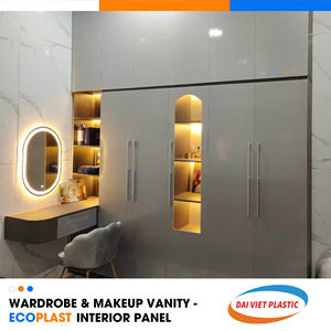 Panel interior de PVC moderno de la fábrica de fabricación de Vietnam, tocador de maquillaje, resistente al agua, resistente a las termitas, aplicación de dormitorio - Product Image 4