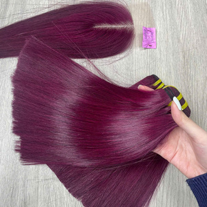 Extensions de cheveux humains de qualité supérieure 100% vierges vietnamiennes couleur bordeaux foncé, super double drawn, prix d'usine - Product Image 6