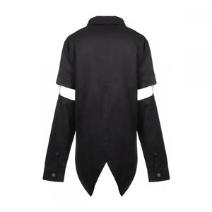 <b>Men's</b> Gothic Punk Black Shirt with Detachable Sleeves, <b>Studded</b> Buckles, and Faux Leather Straps Streetwear Top - Product Image 4