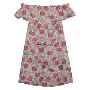 Robe Courte Sexy et Mignonne en Coton à Imprimé Blocs Faits Main, Taille Standard, Épaules Dénudées pour Femme – Meilleure Vente Décontractée - Product Image 5