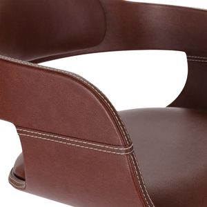 Brown Faux Leather <b>Dining</b> <b>Chair</b> 100% Polyester <b>Bentwood</b> Medium - Product Image 5