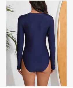 Womens Long Sleeve Rash Guard Surf Swimsuit One Piece Zip Up Padded <b>Bathing</b> Suit Rash Guard Long Sleeve Zippered Surfing UPF 50 - Product Image 3