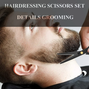 Kit de coiffure professionnel pour barbier, rasoir droit, ciseaux à effiler, ciseaux de coupe, peigne, ensemble en acier inoxydable noir. - Product Image 5