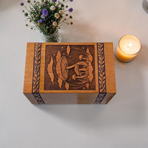 Handcrafted Wooden Urn <b>Box</b>, Mushroom Forest Engraved <b>Memorial</b> <b>Keepsake</b> <b>Memorial</b> <b>Keepsake</b> by AYAANS - Product Image 5