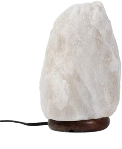 Authentic Himalayan white salt lamp handcrafted from natural salt <b>crystal</b> with a polished finish and durable wooden base for dis - Product Image 1