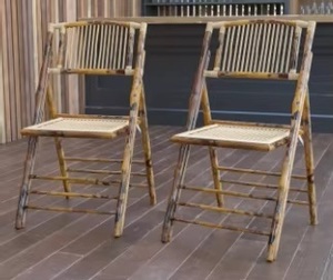 Silla de Bambú y Teca con Patas Cónicas, Estilo Rústico, Ligera, para Exteriores, Jardín, Restaurante, Sala de Estar, Ahorra Espacio - Product Image 5