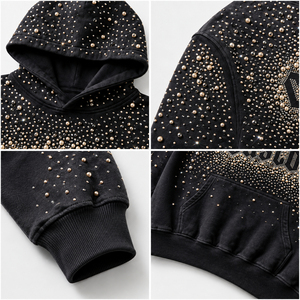 Sweat à capuche surdimensionné personnalisé 100% coton avec fermeture éclair ornée de strass, tissu doux, style vintage, pour unisexe, confort optimal - Product Image 5