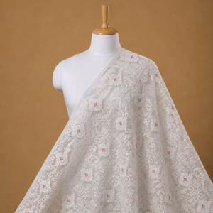 Tela de organza gris bordada con detalles de lentejuelas para mujeres, ropa de fiesta, prendas de diseñador, ropa de novia. - Product Image 2