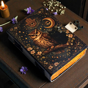 Handmade Owl Leather Journal <b>with</b> <b>Lock</b> Vintage Grimoire Book of Shadows Writing <b>Diary</b> Christmas Gift - Product Image 6