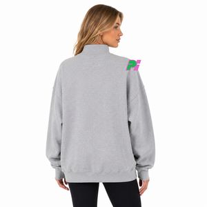 Sweat-shirt à col montant Georgia pour femme, noir, avec broderie de la carte de l'État, coupe oversize, pour l'automne - Product Image 4