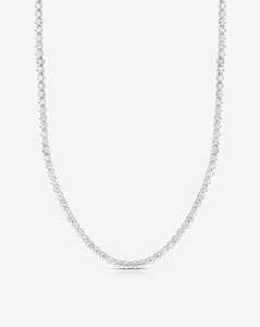 Colliers tennis en diamant en or massif 14K, vente en gros, avec diamants de laboratoire taille ronde de 3 ou 5 carats, chaîne ras-de-cou pour superposition, bijoux fins de luxe - Product Image 1
