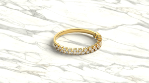 Modern 18K Gold Staggered Round Diamond Band Two Row Floating <b>Ring</b> Zigzag Half Eternity <b>Stacking</b> Wedding Band Fine Jewelry Gift - Product Image 3