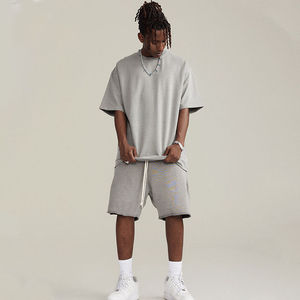 Men's Khaki Vintage Wash T-Shirt And Shorts <b>Set</b> Two Piece Oversized Crewneck Tee With Matching Shorts Casual Activewear - Product Image 2