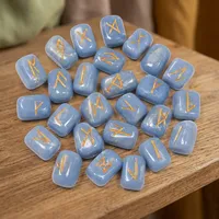 Ensemble de runes en angelite naturelle, pierres de divination, fabricant et fournisseur en gros d'Inde