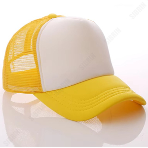 Gorra Trucker SIBRIN Personalizada de 5 Paneles, Blanca y Amarilla, con Malla, Visera Curva, para Deportes de Motor, Skateboarding, Uso Diario, Deportes Casuales - Product Image 1