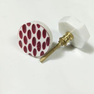 Tirador de cajón de armario verde martillado, Natural pomo de puerta de mármol, herrajes de Metal redondos rojos, tiradores y perillas para muebles de cocina - Product Image 3