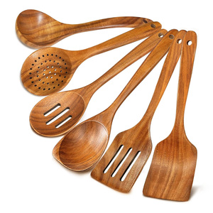 Espátulas de madera al por mayor, juego de utensilios de cocina de madera natural de buena calidad para restaurantes. - Product Image 5