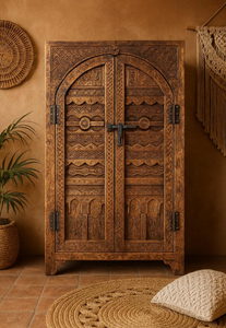 Meubles de haute qualité, armoires de salon en bois massif, armoires de style rotin avec boîtes de rangement et tiroirs de rangement, décorations pour la maison - Product Image 4