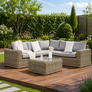 Waterproof Outdoor PE Wicker <b>Rattan</b> <b>Sofa</b> Set Modern Garden Patio Furniture Cushions for Courtyard Villa Hotel Park Farmhouse - Product Image 1