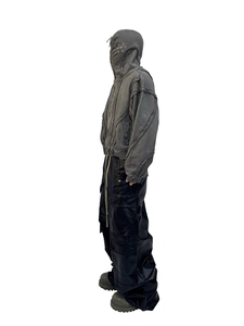 Sudadera con capucha completa con cremallera, lavado ácido, para hombre, ligera, cómoda, personalizada, de forro polar prémium de 310 g, ecológica, estilo ninja con máscara. - Product Image 6