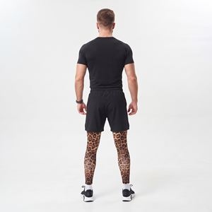 Men's Leopard Print Compression <b>Leggings</b> With Drawstring Shorts Spandex Polyester Men Yoga Fitness 2 in 1 <b>Leggings</b> - Product Image 3