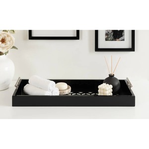 Modern Designer <b>Black</b> Wooden And Glass <b>Serving</b> <b>Tray</b> For Home Office Hotel Restaurant Elegant Luxury <b>Serving</b> Platter For Guests - Product Image 3