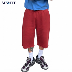 320GSM Cotton French Terry <b>Men's</b> Baggy Sweat <b>Shorts</b> Elastic Waist Knee Length Oversized <b>Lounge</b> Streetwear - Product Image 3