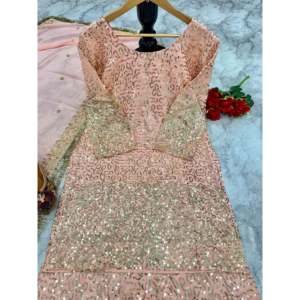 Top de fête pour femmes de créateur et ensemble Sharara avec tenue de fête élégante fantaisie Dupatta - Product Image 3