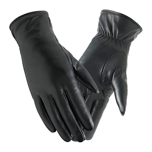 Gants en cuir véritable noir pour femme, longueur poignet, doublure cachemire, thermiques, compatibles écran tactile, style uni, pour l'hiver, décontractés, usage quotidien et extérieur - Product Image 5