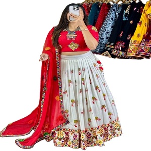 Último diseñador Pure Rayon Printed Mirror Work Lehenga Choli por FabZone - Product Image 1