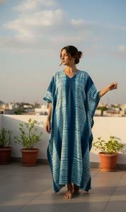 Caftán de Algodón Teñido a Mano, Vestido Maxi, Kimono, Túnica Larga, Lavable, Transpirable, Ecológico, para Damas de Honor - Product Image 4