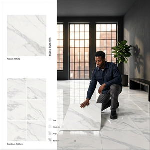 Carreaux de porcelaine polie Vistaar Alecia Gris 600x600mm, imitation métal mat 20mm, antidérapants, pour salle de bain, extérieur, villa, adhésifs GVT - Product Image 4