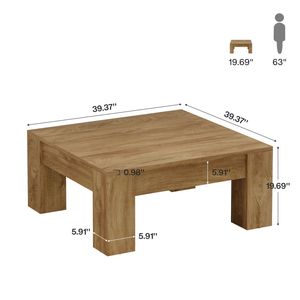 Tavolino da Caffè Quadrato in Legno per Divano o Uso come Tavolino da Tè - Product Image 5
