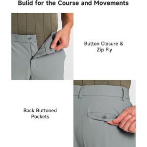 Pantalones de Golf para Hombre, Color Verde Oscuro, Tejido de Secado Rápido, Estilo Casual con Cierre de Botones - Product Image 6