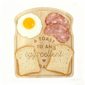 Toast Shaped Wood Breakfast Board with <b>Egg</b> Holders Engraved Fathers Day Gift Novelty Serving Tray Manufacturer Direct - Product Image 4
