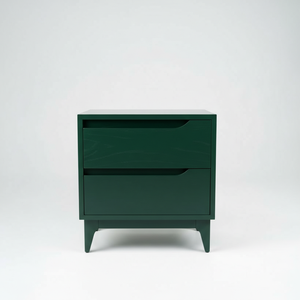 Table de chevet moderne marron avec 2 tiroirs, design écologique pour les espaces de vie et de salle à manger - Product Image 1