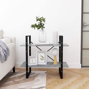 Estantería de madera de ingeniería de 2 niveles en gris hormigón 31,5 "x 11,8" x 27,6 "tamaño elegante gris hormigón 31,5" x 11,8 "x 27,6" estantería - Product Image 6